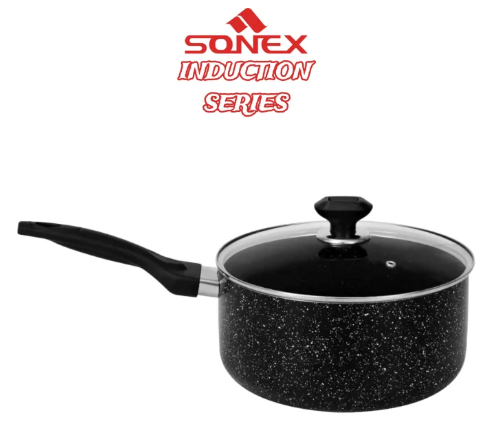 Sonex, Non Stick, Royal Sauce Pot With Lid (INDUCTION) Black 18CM